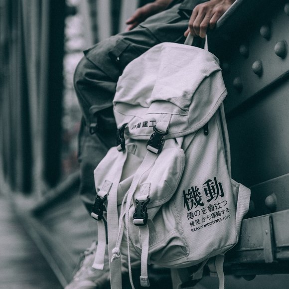 Travel Streetwear Backpack Techwear Streetwear Bag Hi-bag1-beige - Picture 4 of 9